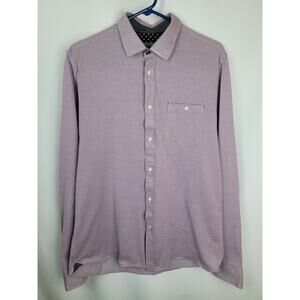 Ted Baker London Button Up Men's Dress Casual Shirt Flip Cuffs Purple Size 4